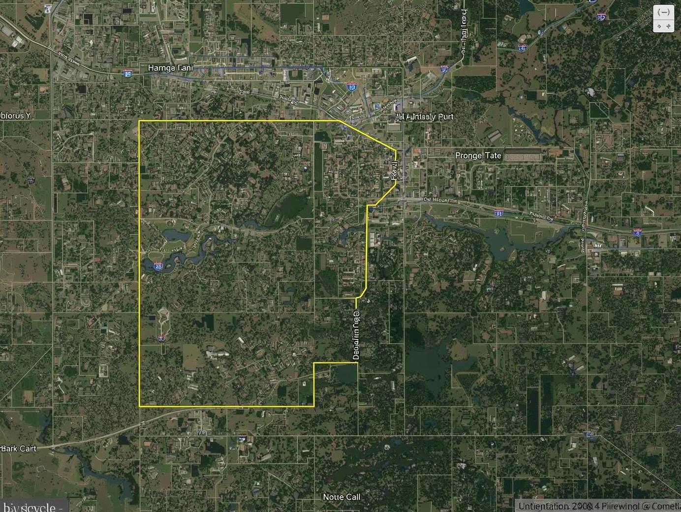 muestra un lote o terreno con ubicacion perimetral de algun terreno, pero que sea el mapa actual de google maps